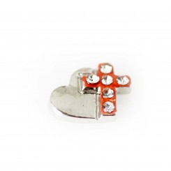 Silver Heart Rose Gold Sparkle Cross